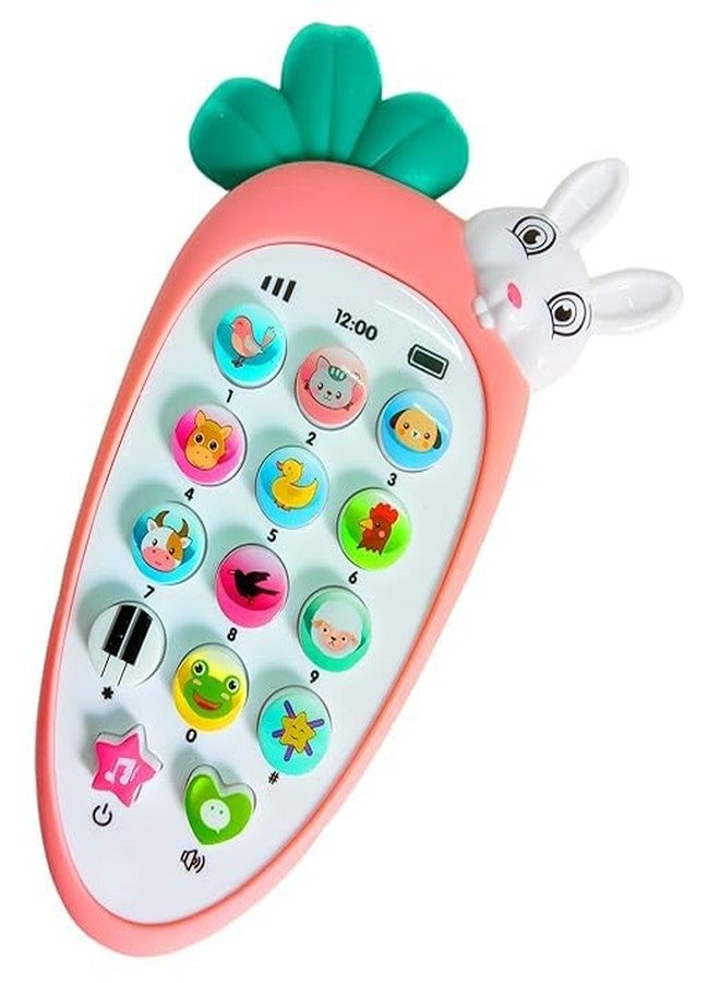 Lifera Rabbit Baby Carrot Phone Toy with Light-up Buttons, Educational Musical Toy with Animal Sounds and Bell - Image 5